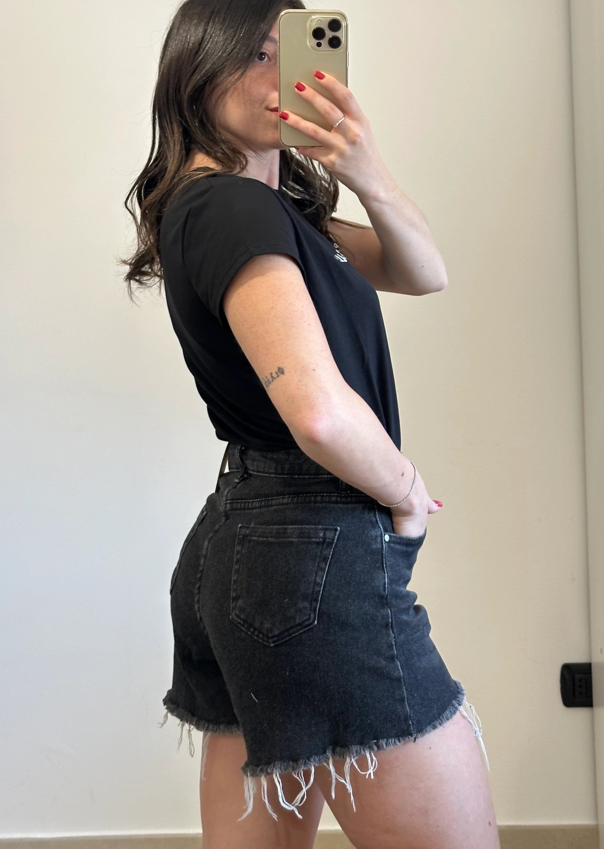 Shorts Jeans Denim Nero