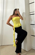 Top Bustier Drappeggiato con Ruches GIALLO