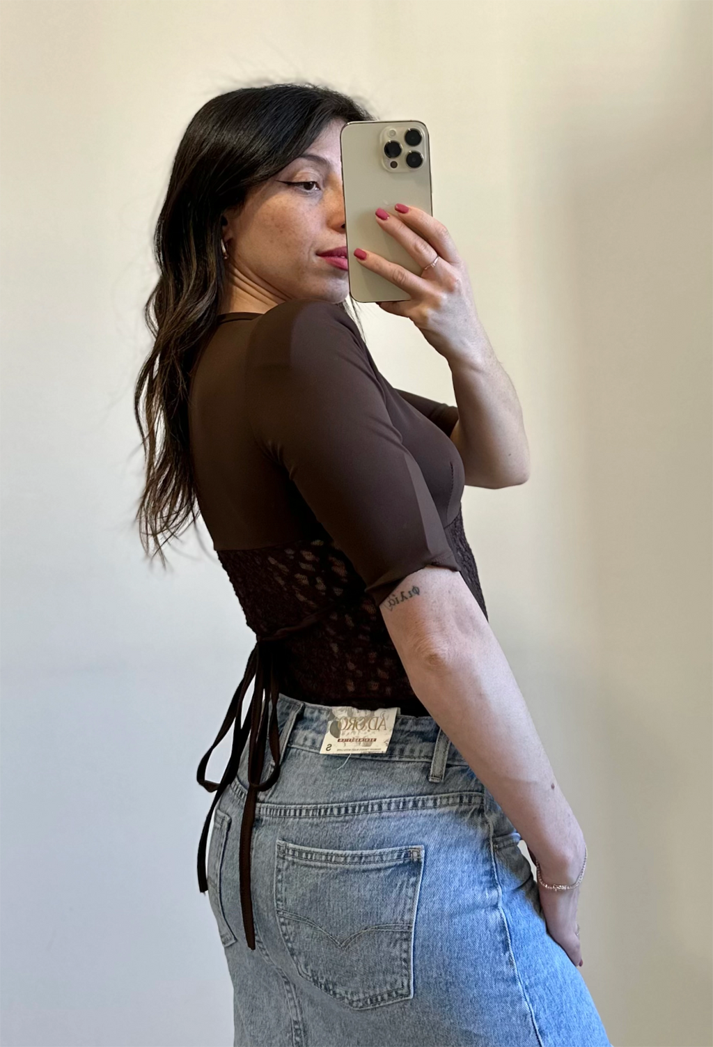 T-shirt con Corsetto in pizzo NERA