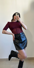 T-shirt con Corsetto in pizzo BORDEAUX