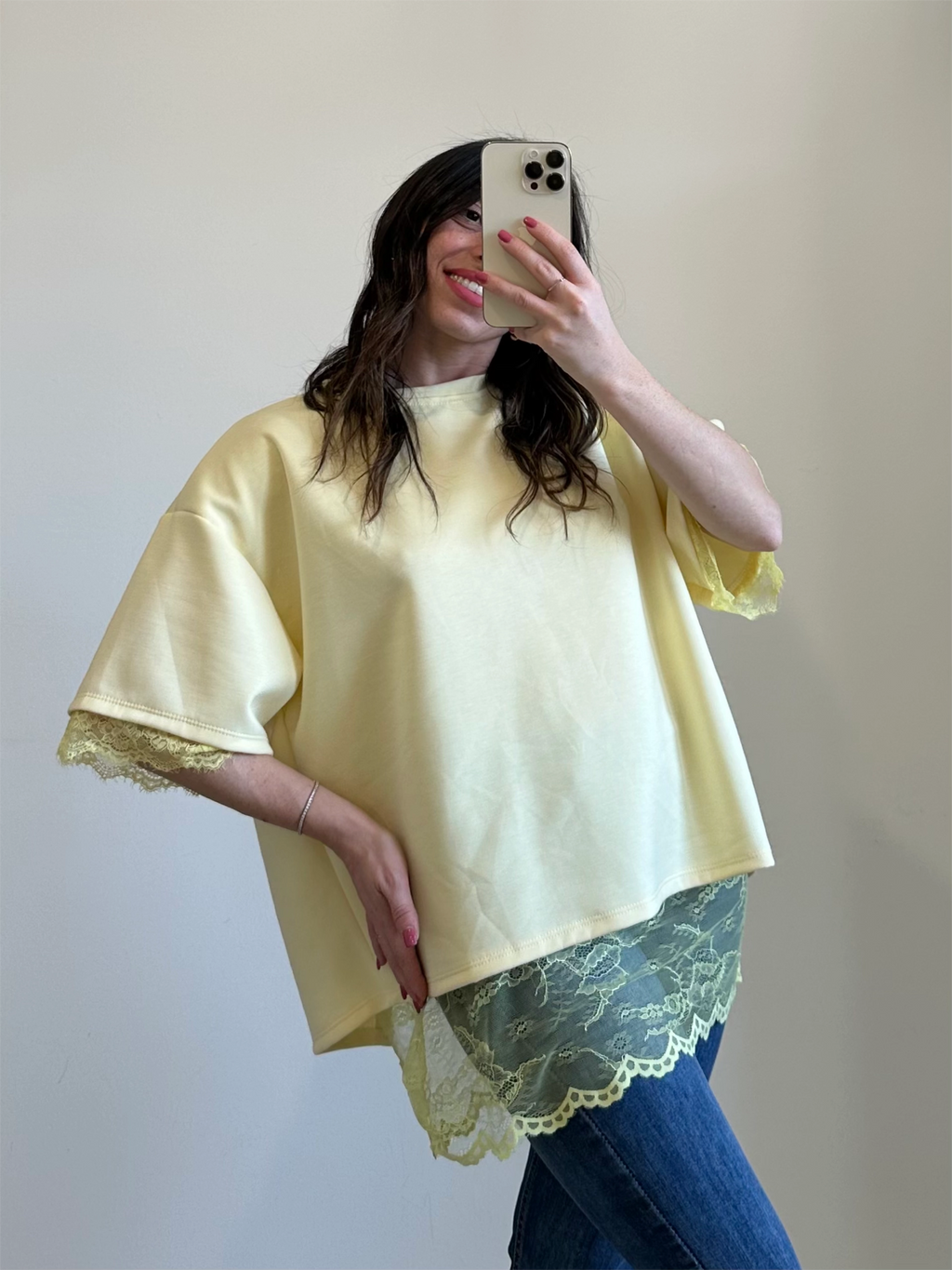 T-shirt Oversize Pizzo NERA