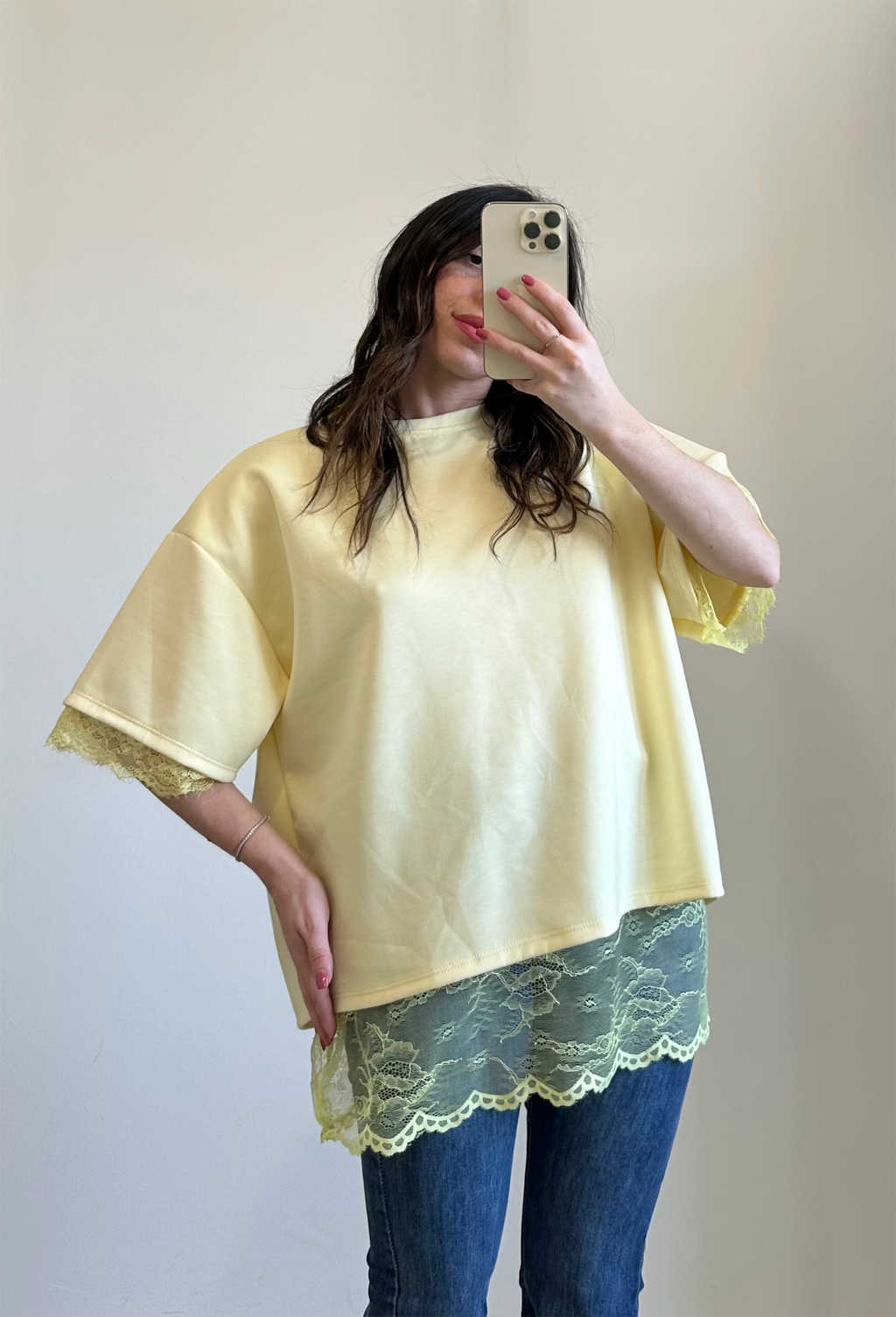 T-shirt Oversize Pizzo NERA