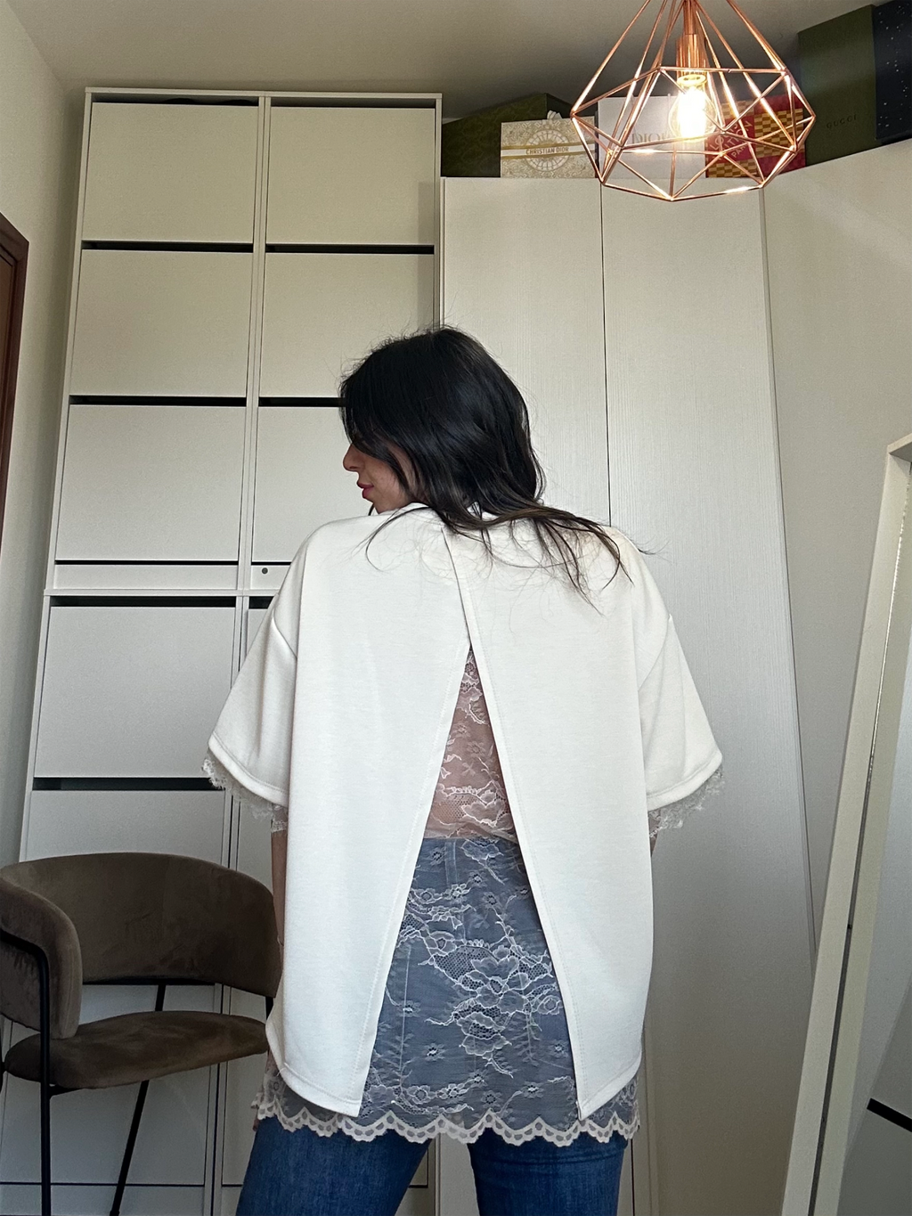 T-shirt Oversize Pizzo BEIGE