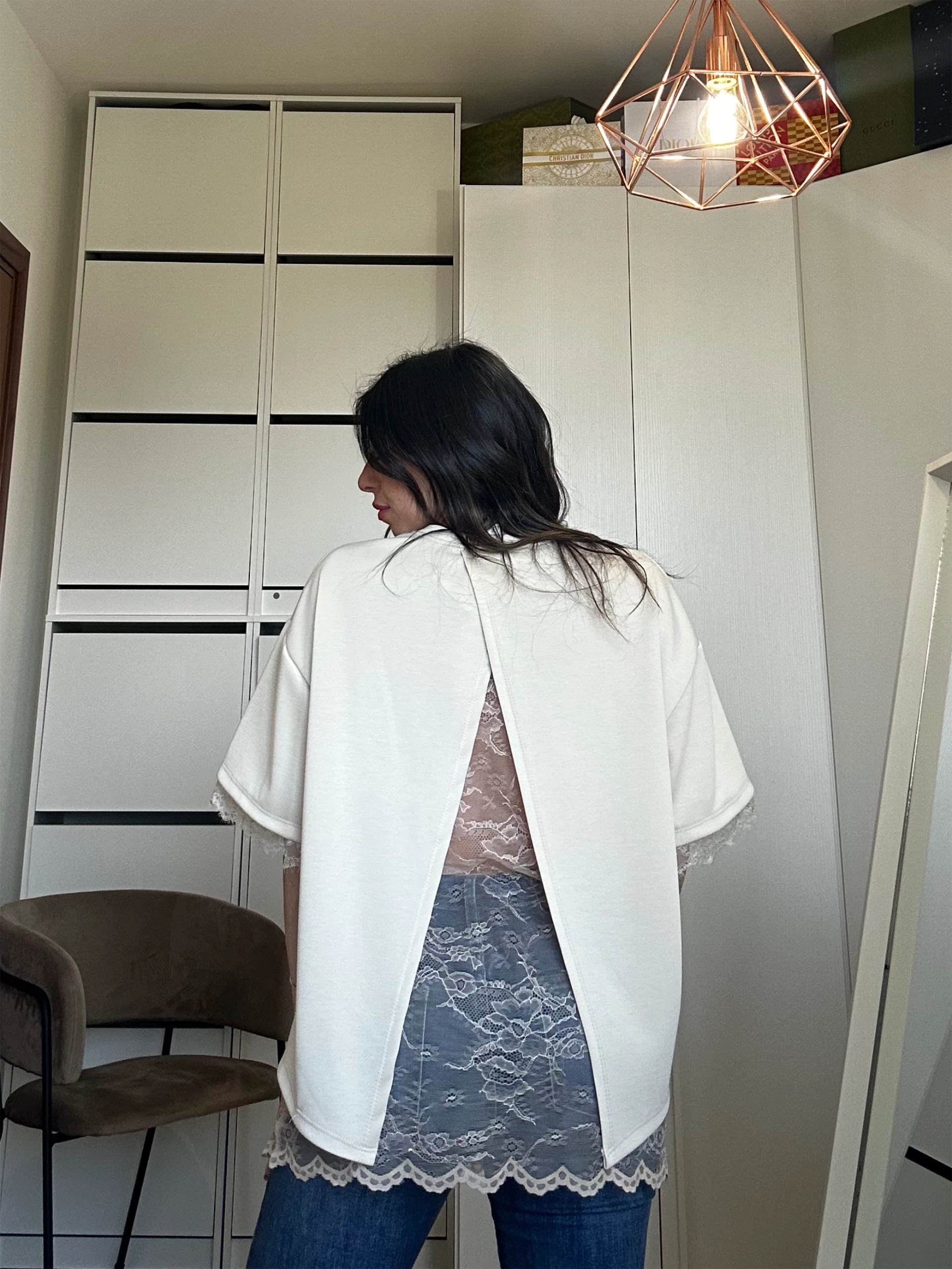 T-shirt Oversize Pizzo BEIGE